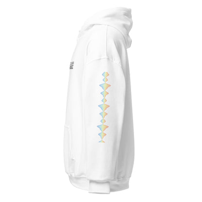 Offshore Music - White Unisex Hoodie - Rainbow Sleeves