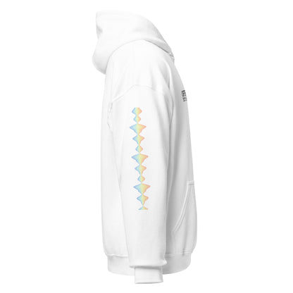 Offshore Music - White Unisex Hoodie - Rainbow Sleeves