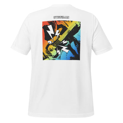 Offshore Music - White Unisex t-shirt - Rainbow Guitar (Back)